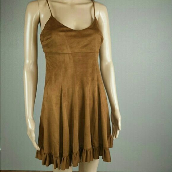 BCGENERATION Faux Suede Ruffle Hem Brown … - Picture 1 of 3